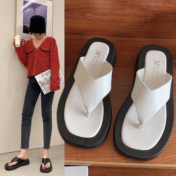 Dép Xỏ Ngón Đế Bằng Màu Sắc Đơn Giản Phong Cách Hàn Quốc Cho Nữ