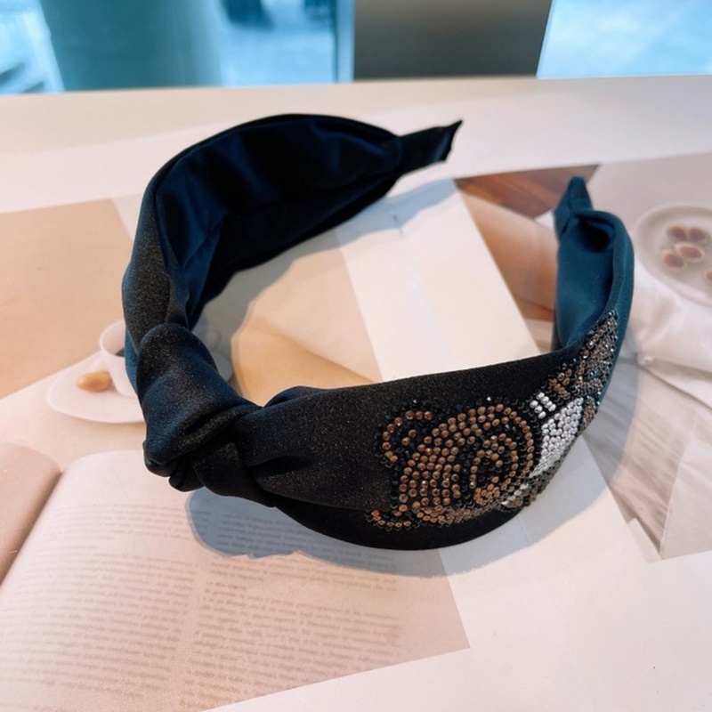 Flgo Băng Đô Thắt Nút Bản Rộng Đính Đá Hình Gấu Cho Nữ