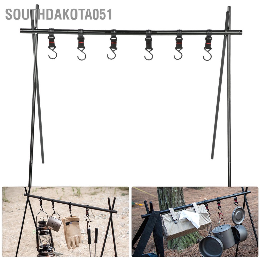 [Hàng HOT] Giá Treo Đồ Dã Ngoại Gấp Gọn cắm trại ngoài trời với 6 móc【Southdakota051】