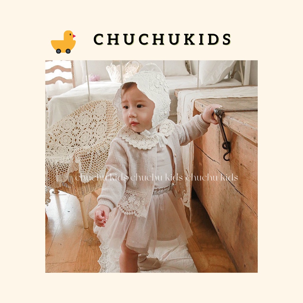 Áo khoác len cardigan cho bé gái 6 tháng đến 7 tuổi thời trang 2022