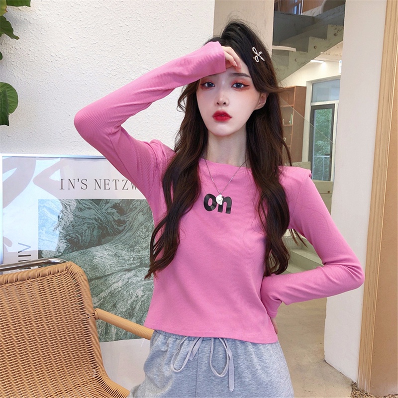 ZHELIHANGFEI Áo Thun Tay Dài Lưng Cao Kiểu Dáng Sexy