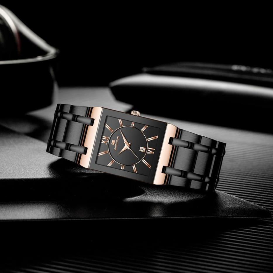 Đồng Hồ Nam Mặt Vuông Chính Hãng Vava Voom Hiển Thị Lịch Chống Nước Phong Cách La Mã