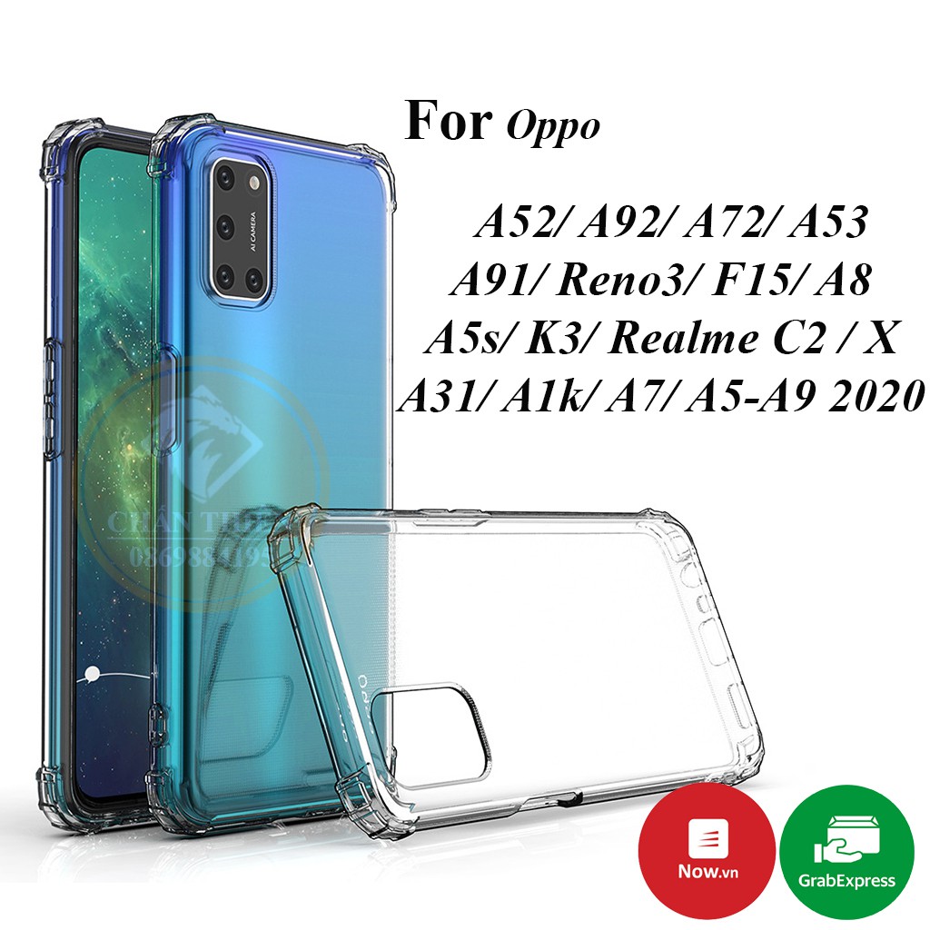 Ốp Lưng Oppo A91 A31 A1K A7 A5s A5 A9 2020 A52 A92 A72 A8 A53 Realme C2 X K3 F15 Trong Suốt - Chống Sốc
