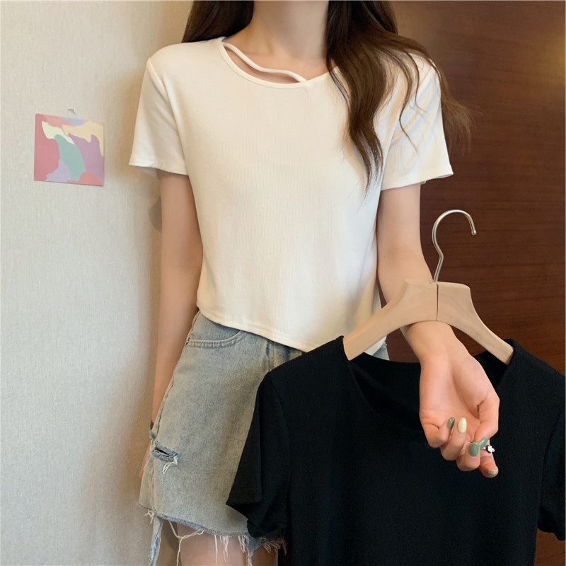 Áo thun SUXI tay ngắn kiểu dáng đơn giản dễ phối đồ thời trang mùa hè cho nữ