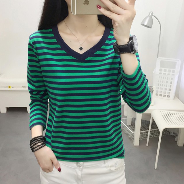 Áo Thun Tay Dài Cổ Chữ V Chất Liệu Cotton Thời Trang Mùa Thu 2020 Có Size Lớn 100kg