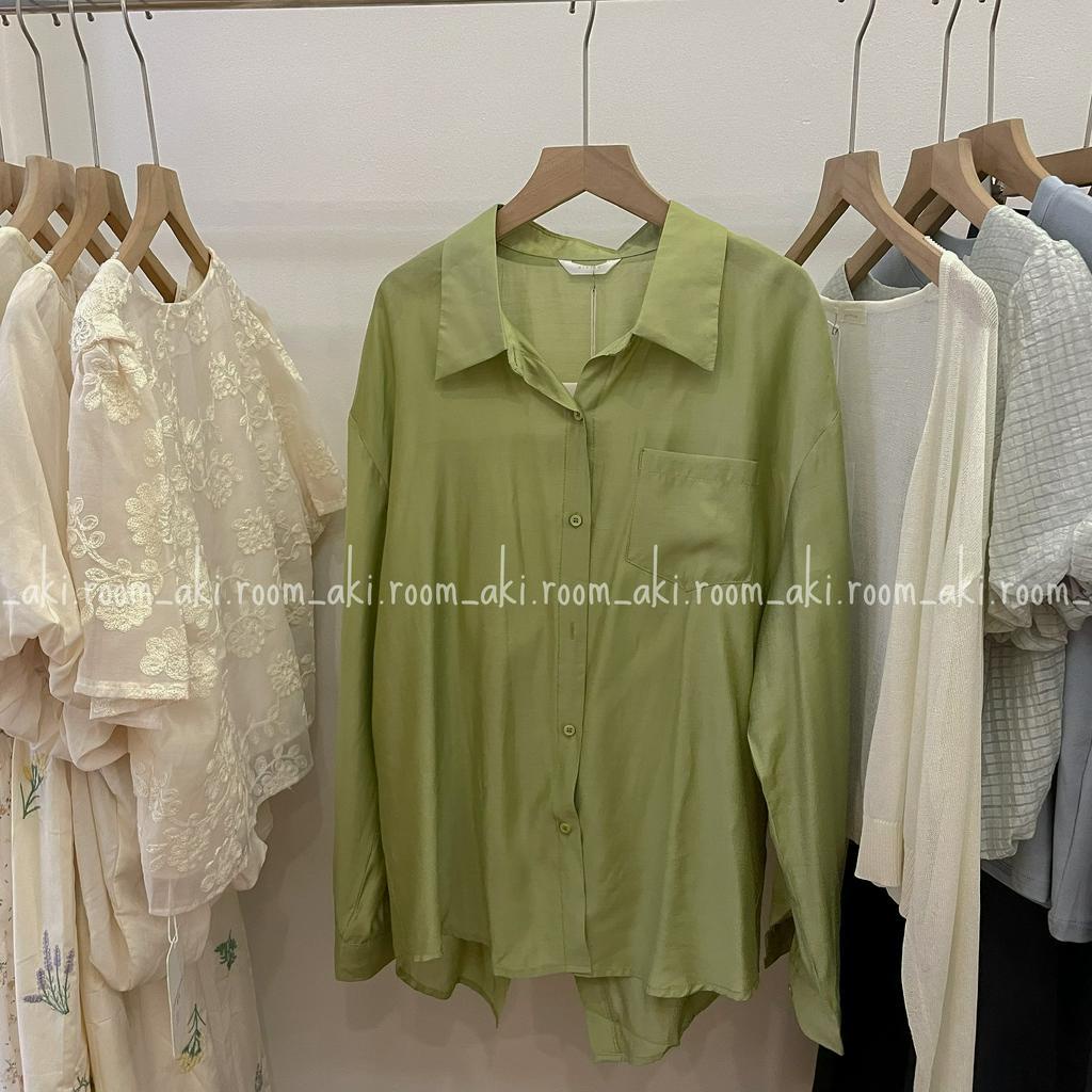 Áo sơ mi tơ lụa óng nhẹ vạt cúc chéo sau lưng 7088