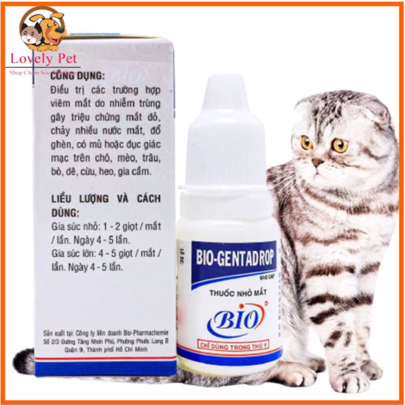 Chai nhỏ mắt cho chó mèo - Bio Gentadrop 10ml