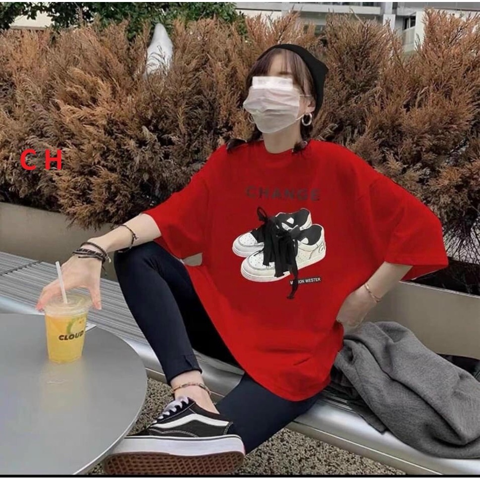 [HÀNG MỚI GIÁ ĐẸP] Áo thun in đôi GIÀY form thụng chất liệu cotton (CH)