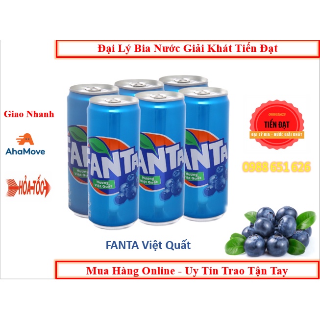 Lốc 6 Lon Nước Ngọt Fanta Hương Soda Kem Trái Cây Và Hương Việt Quất 330ml