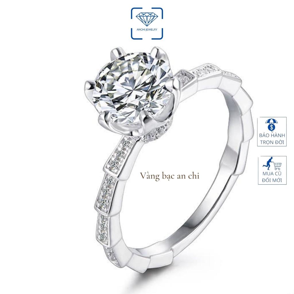 Nhẫn nữ mặt đá pha lê, chuẩn bạc 925 cao cấp sáng lấp lánh như kim cương - Anchi jewelry