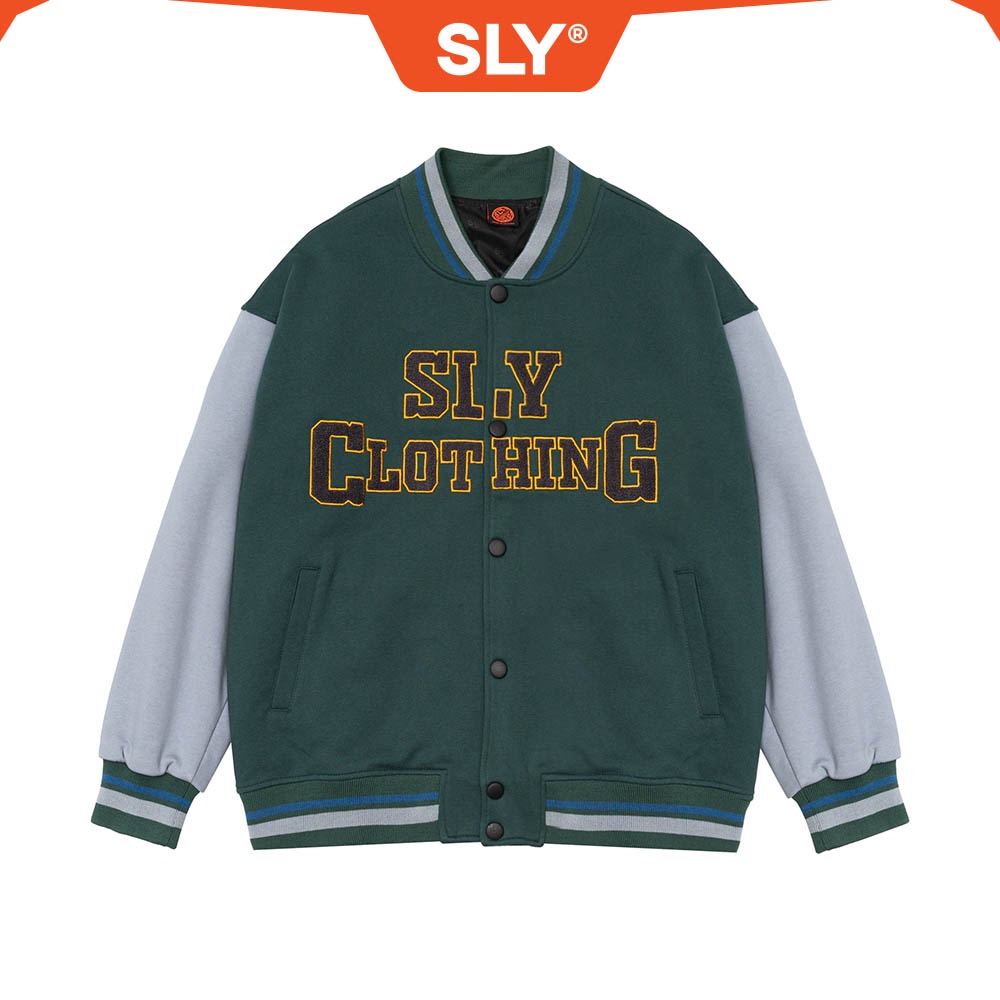 Áo khoác nỉ dạ Varsity Felt Sly màu xanh rêu