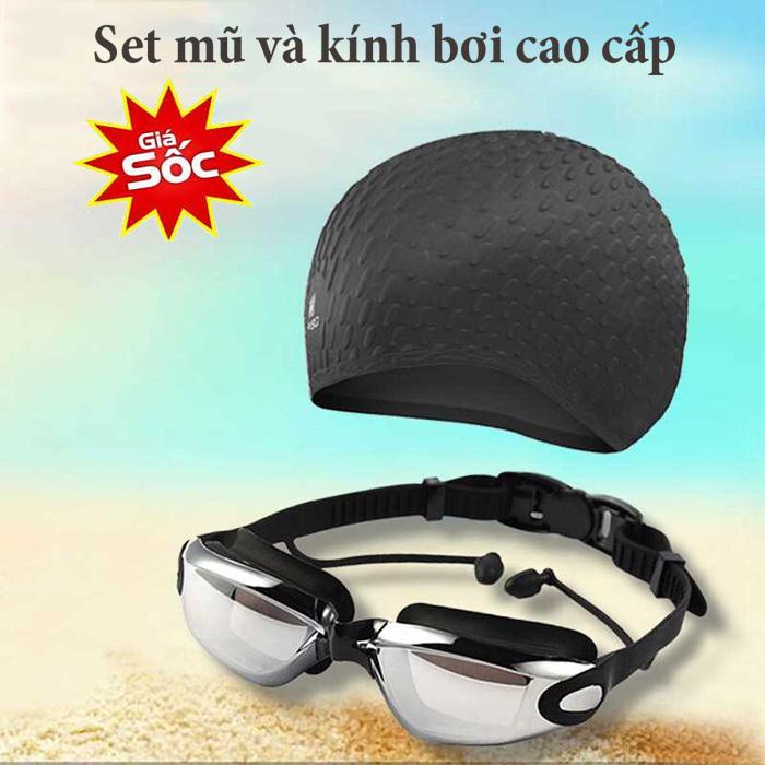 Sét Mũ Kính Bơi Cao Cấp Mềm Dẻo Ôm Sát Bảo Vệ Mắt Hiệu Quả Kèm Theo Một đôi bịt tai, Mũ bơi