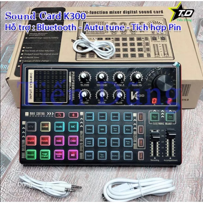 Sound Card Livestream K300 – Thu âm, Karaoke Livestream FB, Bigo live có autotune bluetooth cho các dòng mic