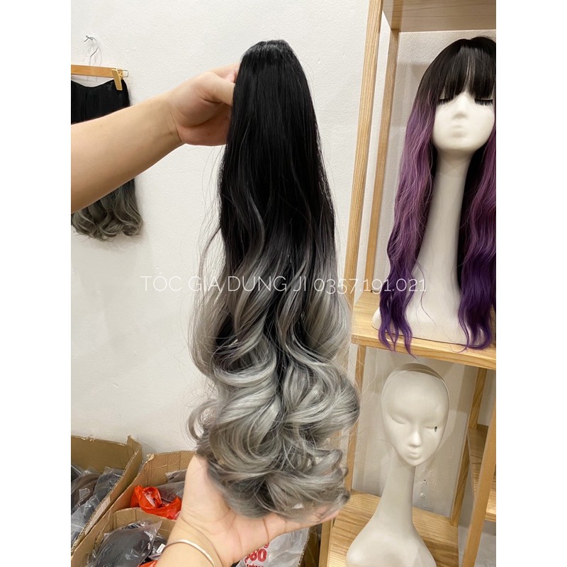 N53 ngoặm tóc giả ombre xám khói