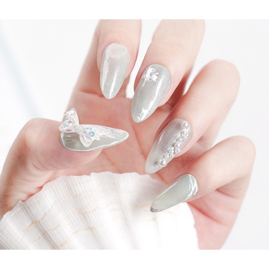 Charm nơ, bướm phủ nhũ tráng gương ánh trai trang trí nail