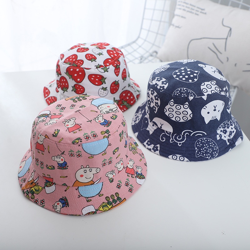 Nón tai bèo họa tiết dâu tây hoạt hình thời trang mùa hè dành cho trẻ em