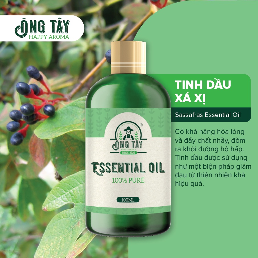 Tinh dầu hữu cơ Organic Xá Xị Ấn Độ ÔNG TÂY 100ml