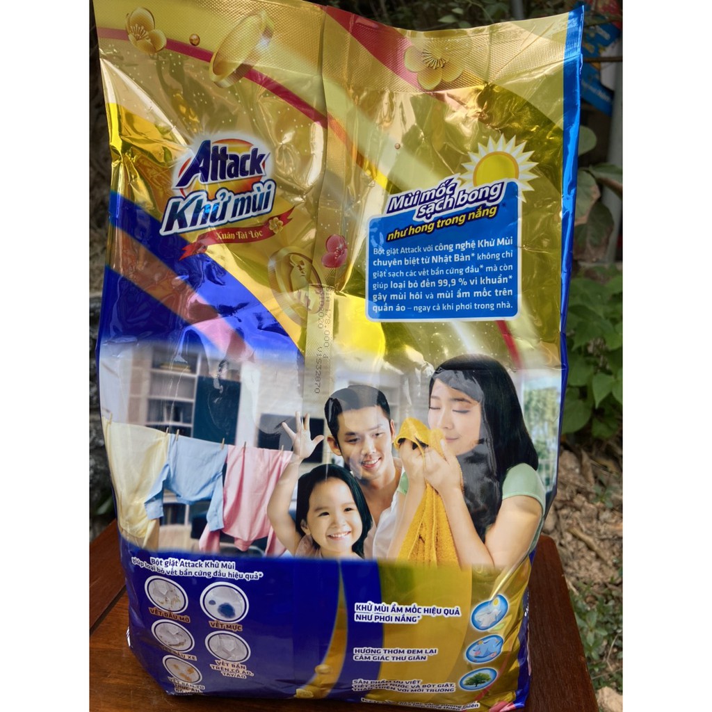 BỘT GIẶT ATTACK KHỬ MÙI HƯƠNG ANH ĐÀO 3.8KG TẶNG GÓI 720G