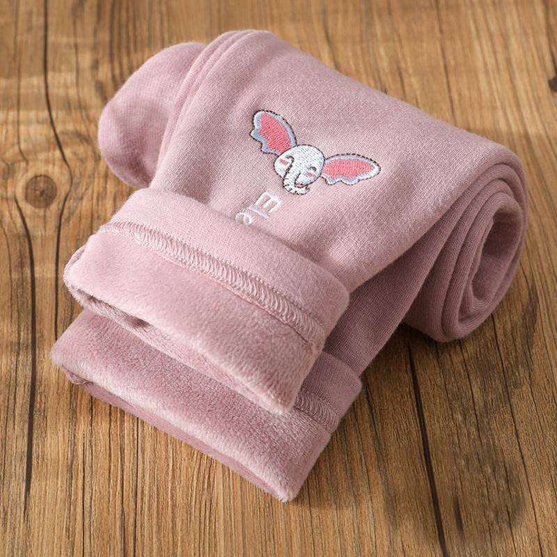Quần legging cho bé gái nỉ lót lông mặc thu đông, co dãn, mềm mịn dễ thương size đại 6-40kg - Thêu Thú