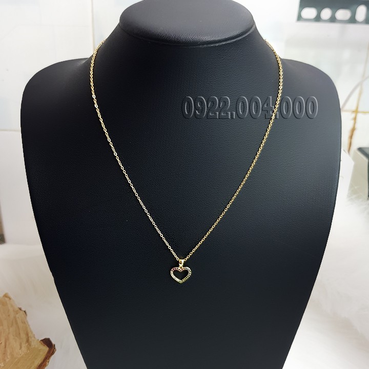 Dây chuyền nữ mặt tim cẩn đá nhiều màu.