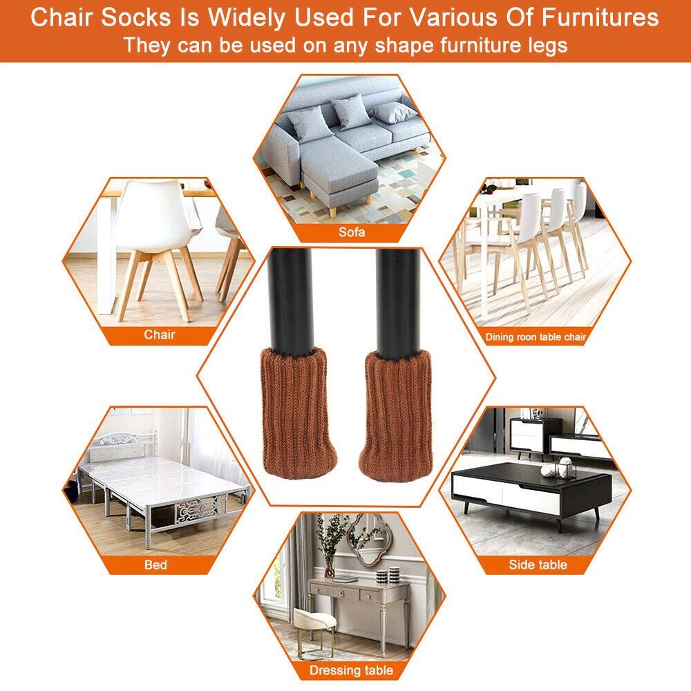 CACTU 4pcs Universal Foot Cover Furniture Protective Case Chair Socks Cute Non-Slip Floor Protector Home Decor Multicolor Polyester/Multicolor