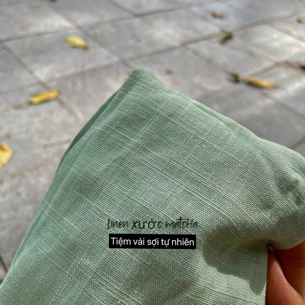 Vải linen gân xước khổ 1.4m tone Xanh/ Green - Blue
