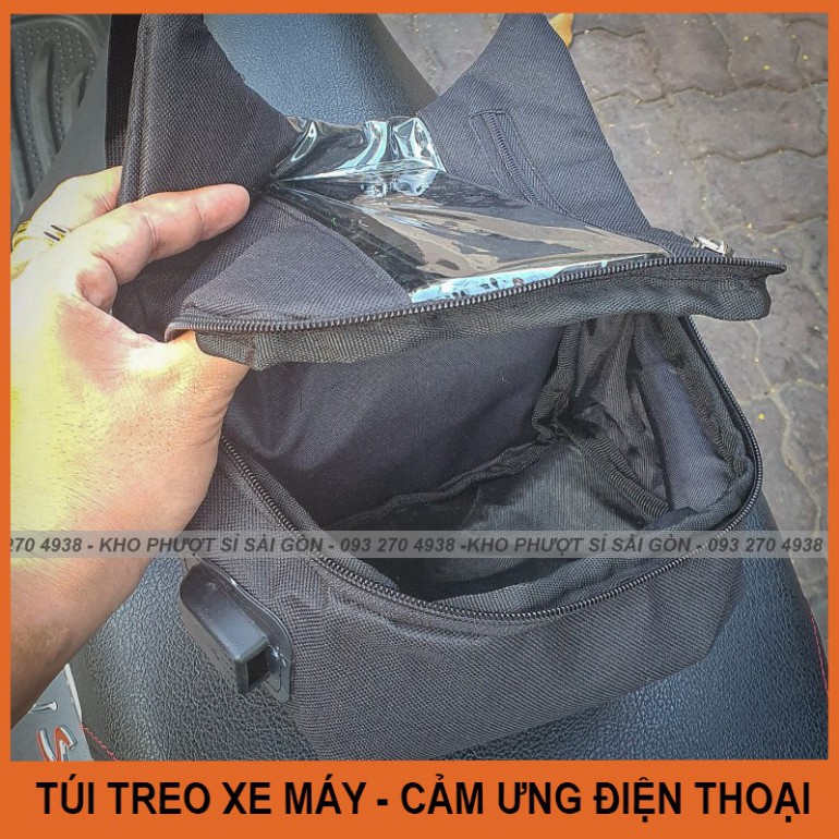 HOT-  Túi chạy grab - túi treo đầu xe máy chạy grap cảm ứng được điện thoại - xem bản đồ, có lỗ dây sạc