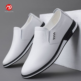 MODDI Giày da nam cao cấp, giày lười trắng đen MD168 2 Màu