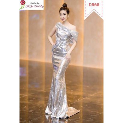 ĐẦM DẠ HỘI TRỄ VAI XINH NHƯ HH ĐÕ MỸ LINH - D568