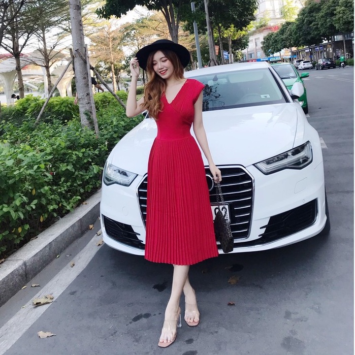 [FREESHIP] Đầm maxi dập ly