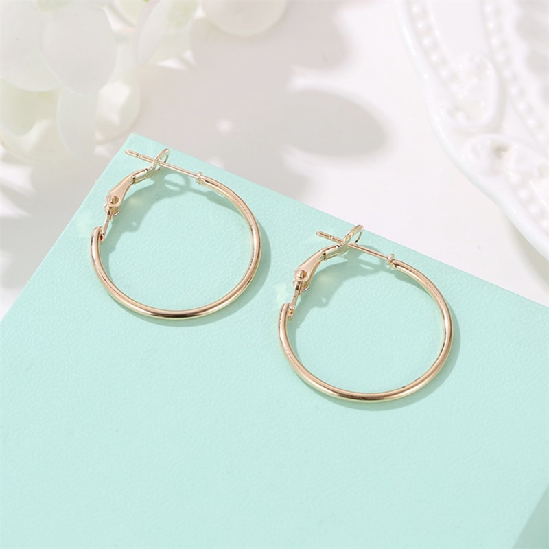 Set gồm 6 khuyên tai vòng tròn mạ vàng mạ bạc phong cách cổ điển dành cho nữ