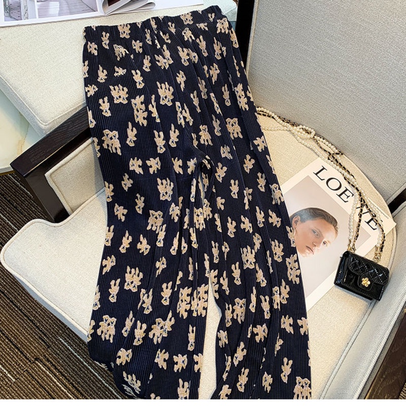 Quần Dài In Hình Hoạt Hình Thời Trang 198526 Quần Dài Ống Rộng Lưng Cao Tôn Dáng Hợp Thời Trang