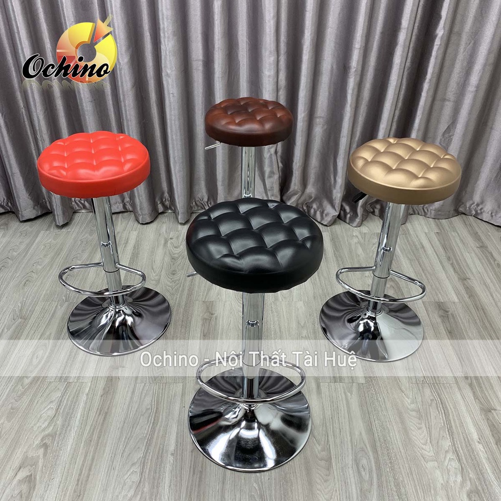 Ghế Makeup, Ghế Bar Mặt Tròn Múi Bằng Da Cao Cấp Điều chỉnh độ cao từ 60-80cm (Đủ Màu)