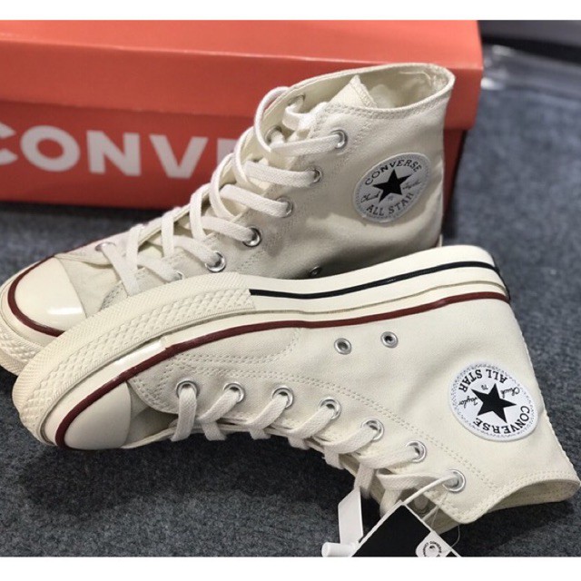 Giày thể thao Cv cao cổ trắng kem Giày sneaker nam nữ màu trắng kem full box | BigBuy360 - bigbuy360.vn