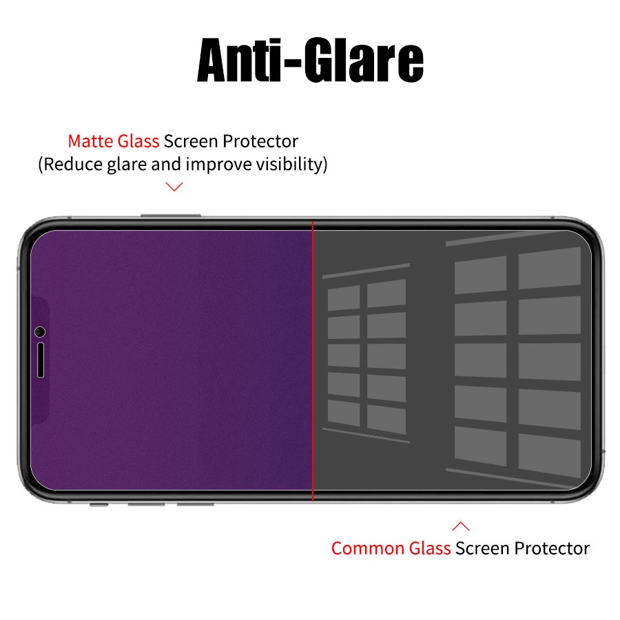 Kính cường lực nhám chống ánh sáng xanh và dấu vân tay cho iPhone 14 13 12 11 Pro Max Mini X XR XS Max 8 7 6 6s Plus SE