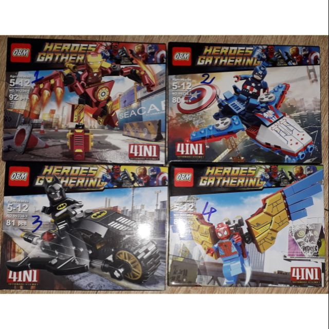 Set 4 hộp Lắp ráp Người sắt LegoHero Gathering 99334 trọn bộ