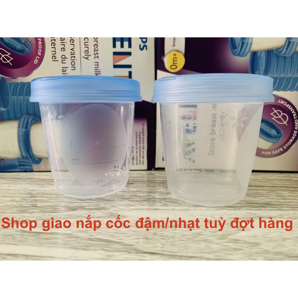 Hộp 10 cốc trữ sữa Avent và 2 cổ nối