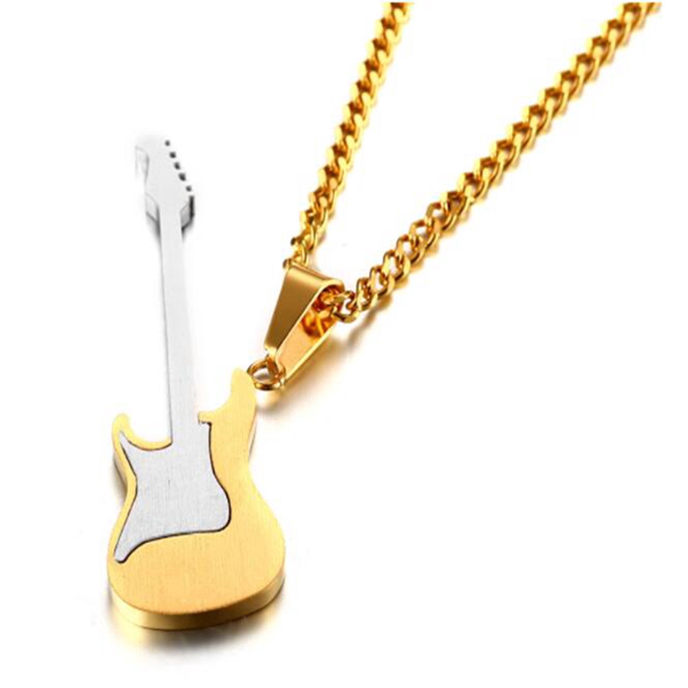 Fashion Trend Men's Alloy Guitar Pendant Necklace Men's Black/Silver/Golden Pendant Pendant