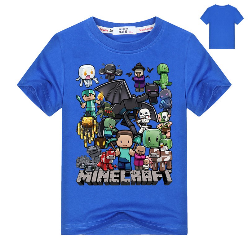 Áo cotton họa tiết minecraft thời trang hè xinh xắn