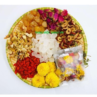 Trà Dưỡng Nhan 7 Vị (Gồm: Hoa Cúc; Nụ Hoa Hồng; Long Nhãn; Kỷ Tử; Táo Đỏ, Cỏ ngọt, Hoa nhài)