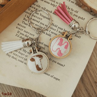 Chữ cái họa tiết bò sữa (Cow print letter) - Móc khóa thêu tay handmade / Hand-embroidered keychain