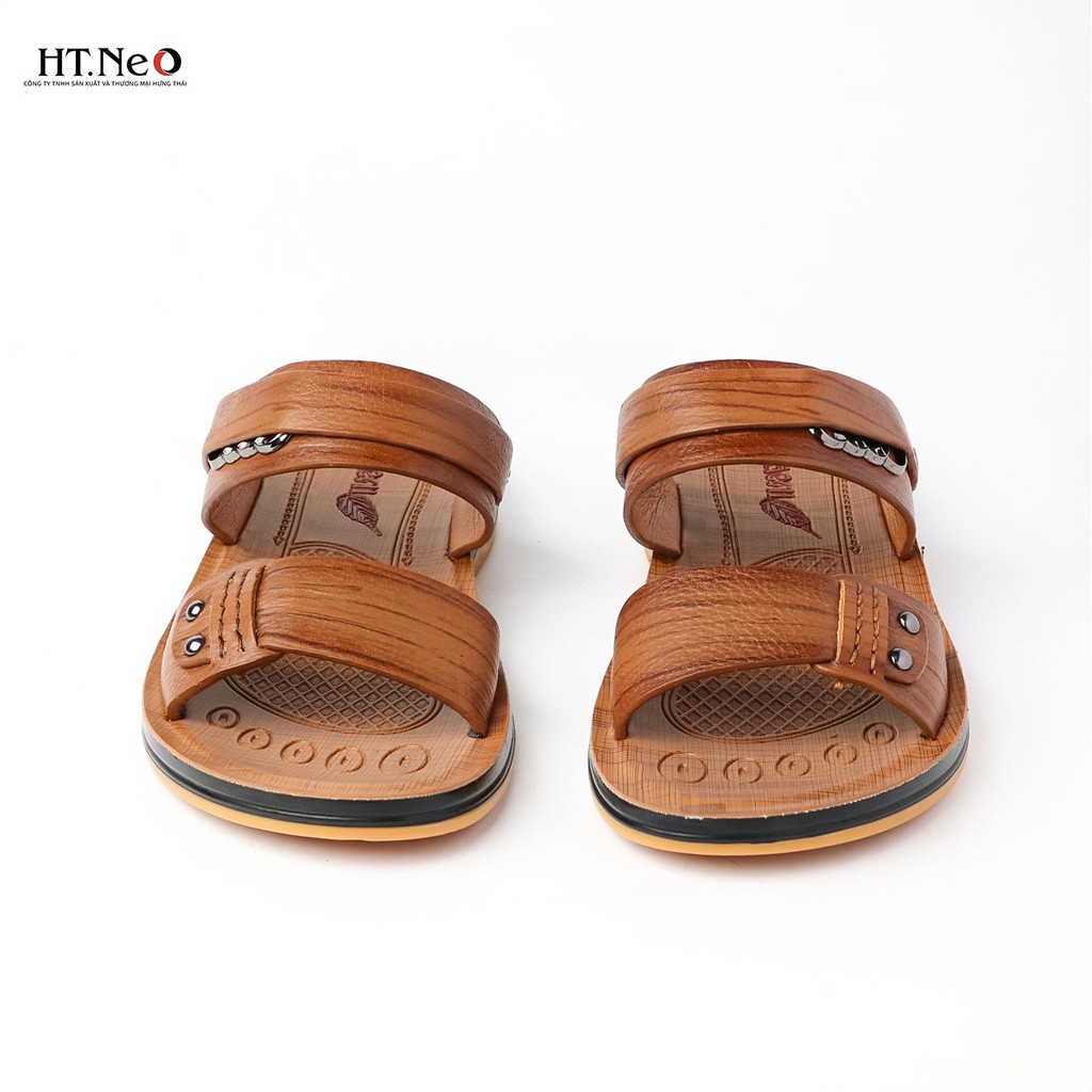 Sandal nam da bò đế kếp-dép da cao cấp HT.NEO- hàng da bò nguyên miếng 100% kết hợp đế kếp cao su siêu bền SD68