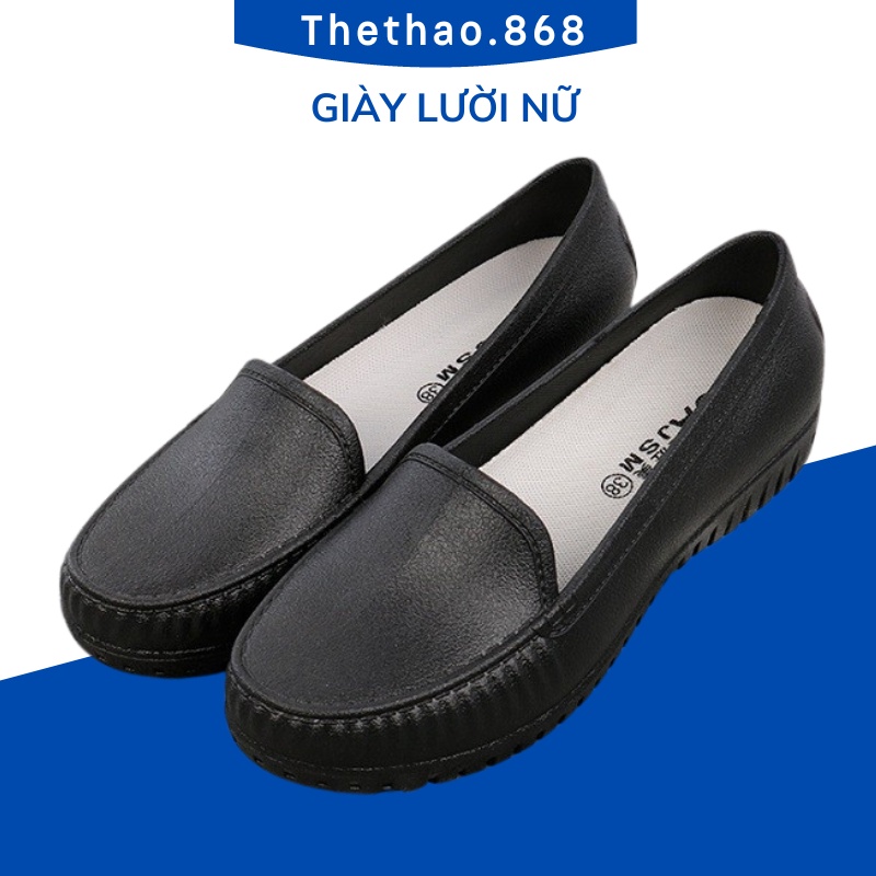 Giày Lười Nữ, Giày Moca Nữ Đi Mưa Chống Trơn Trượt Đế Mềm Nhiều Màu Tự Chọn