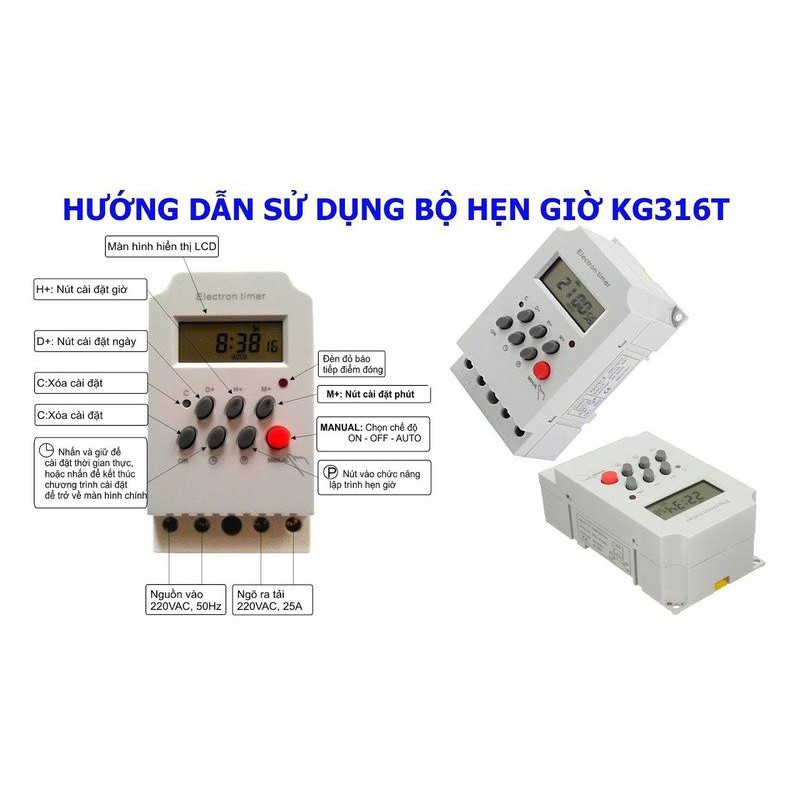 Timer hẹn giờ điện tử công suất lớn chuẩn 25A