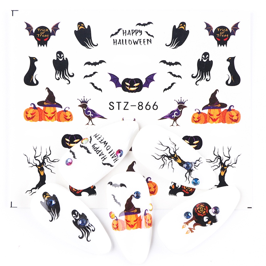 Nhãn dán trang trí móng tay phong cách halloween 2021 xinh xắn