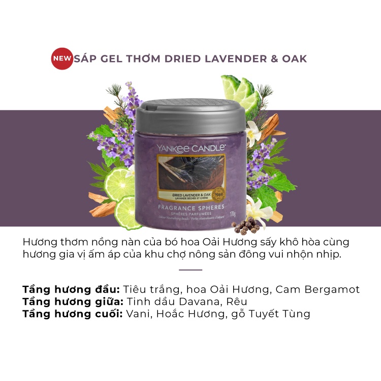 Sáp Gel Thơm Yankee Candle - Dried Lavender Oak (170g)