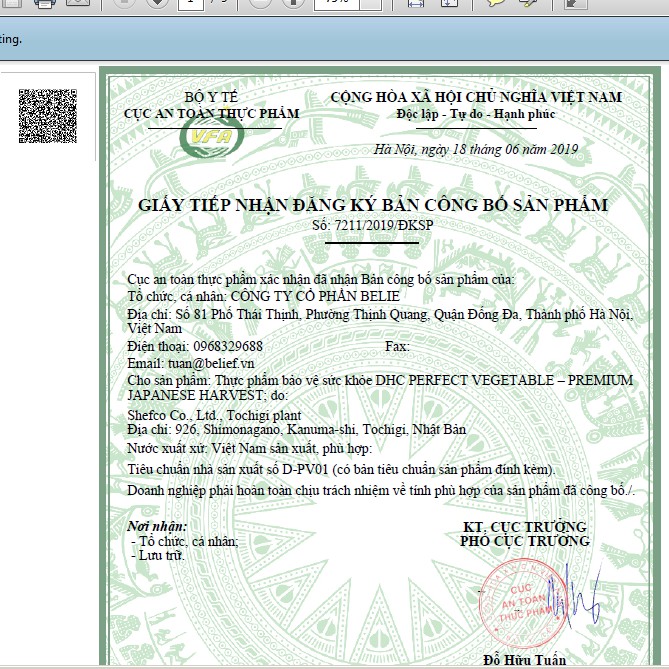 Thực Phẩm Bảo Vệ Sức Khỏe Viên rau củ DHC Perfect Vegatable Premium Japanese Harvest 15 days