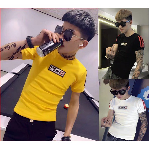 ÁO THUN NAM CAO CẤP VAI PHỐI SỌC THÊU NGỰC ÁO | BigBuy360 - bigbuy360.vn