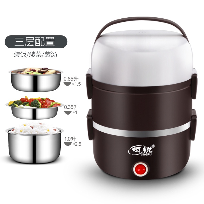 Hộp cơm cắm điện văn phòng 2 tầng 4 bát inox có chức năng giữ nhiệt, hâm nóng và tự nấu chín dễ mang theo