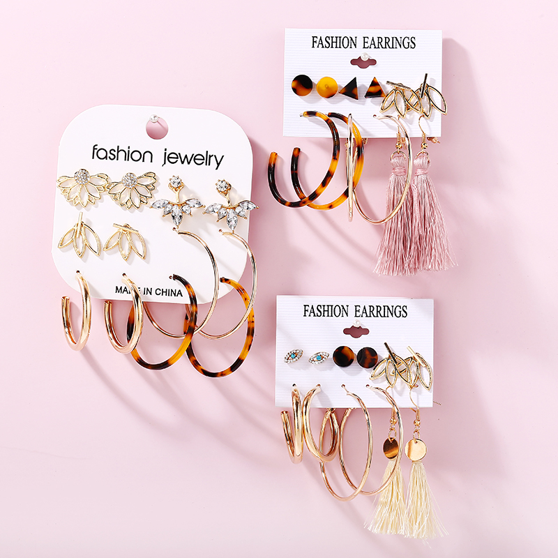 Bộ 6 cặp khuyên tai AY thời trang dành cho nữ